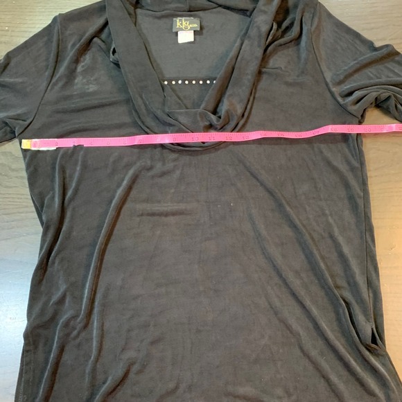 Y2K Glam‎ Cowl Neck Top M Black Rhinestones Vintage Stretch USA KLG & Co Travel - Picture 8 of 14